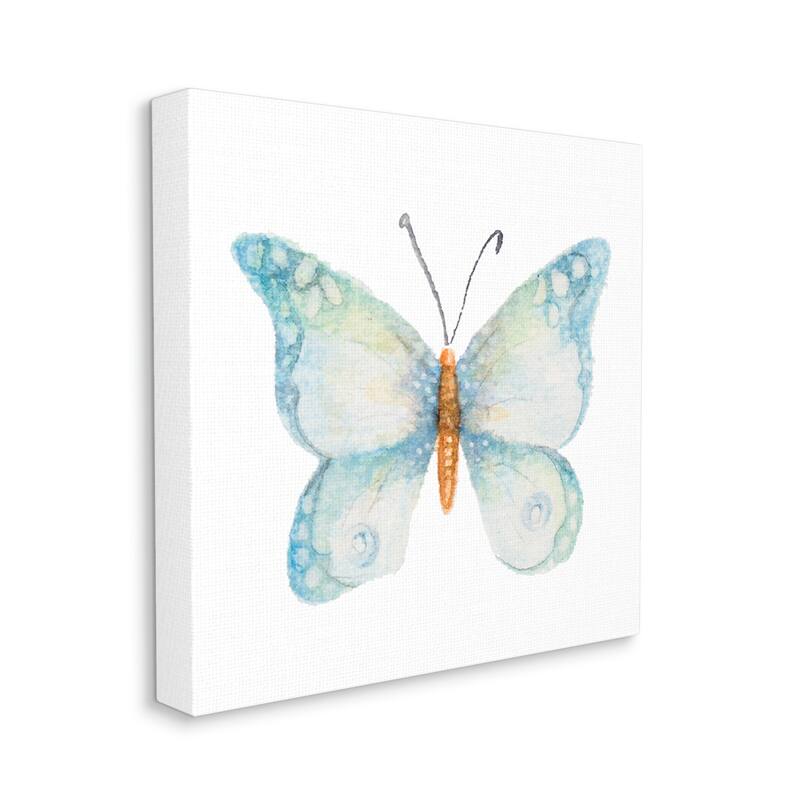 Stupell Elegant Blue Butterfly Insect Animal Watercolor Effect Canvas Wall Art, Design by Janice Gaynor