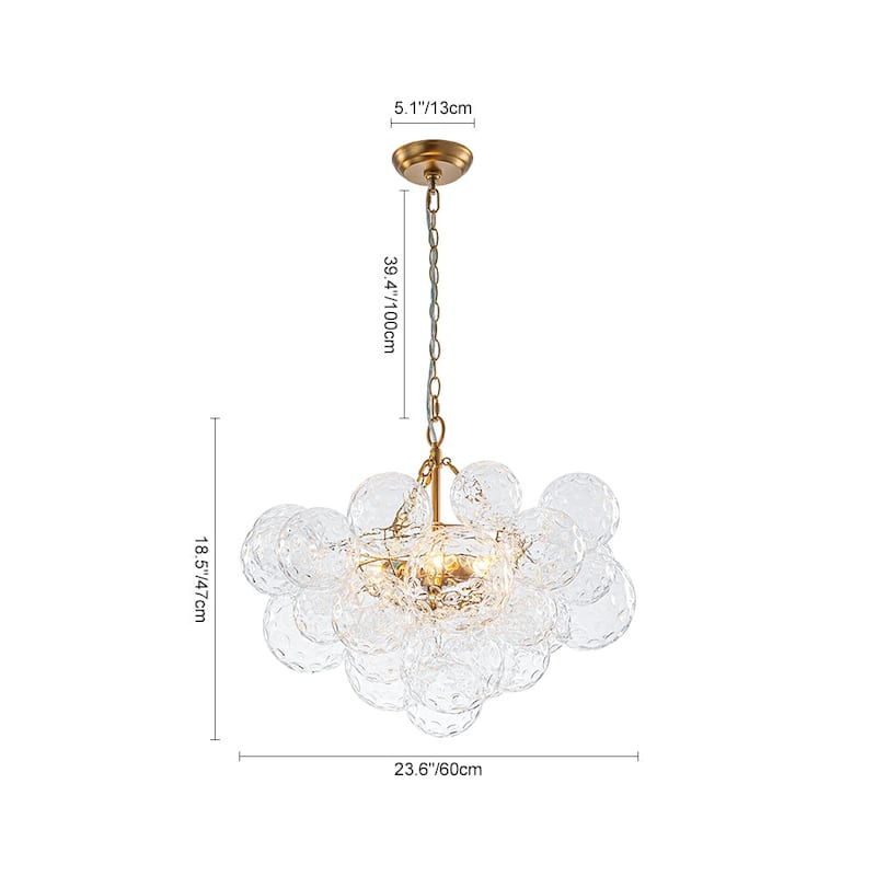 Luxury Brass Hammered Water Glass Globe Cluster Bubble Chandelier