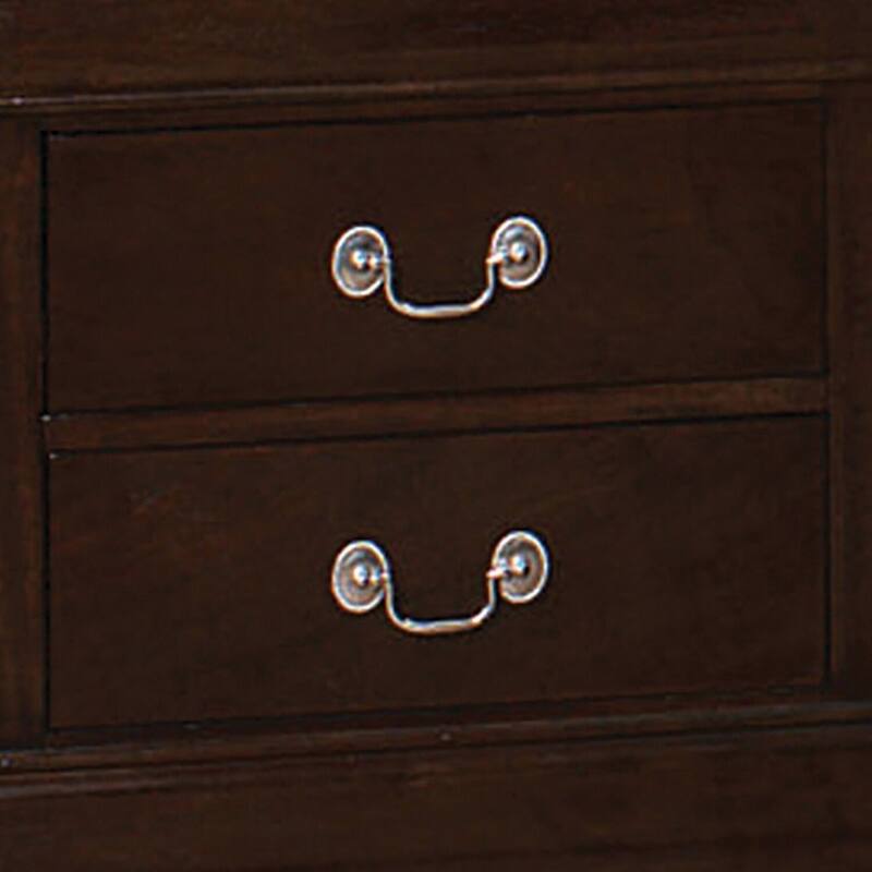 Brown/Brass 2 Drawer 21.5 in. W Nightstand with Sturdy Hardware and Ample Storage