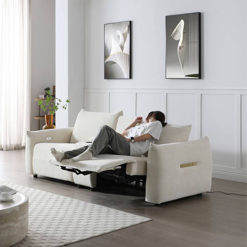 Linen 5-Seater Recliner Sofa Set with USB & Storage Console