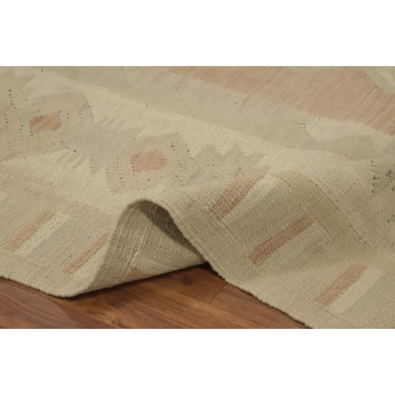 Hand Woven Oriental 100% Wool Carpet Southwestern Tribal Oranges & Rust Kilim Area Rug - 11' 9'' X 9' 0''