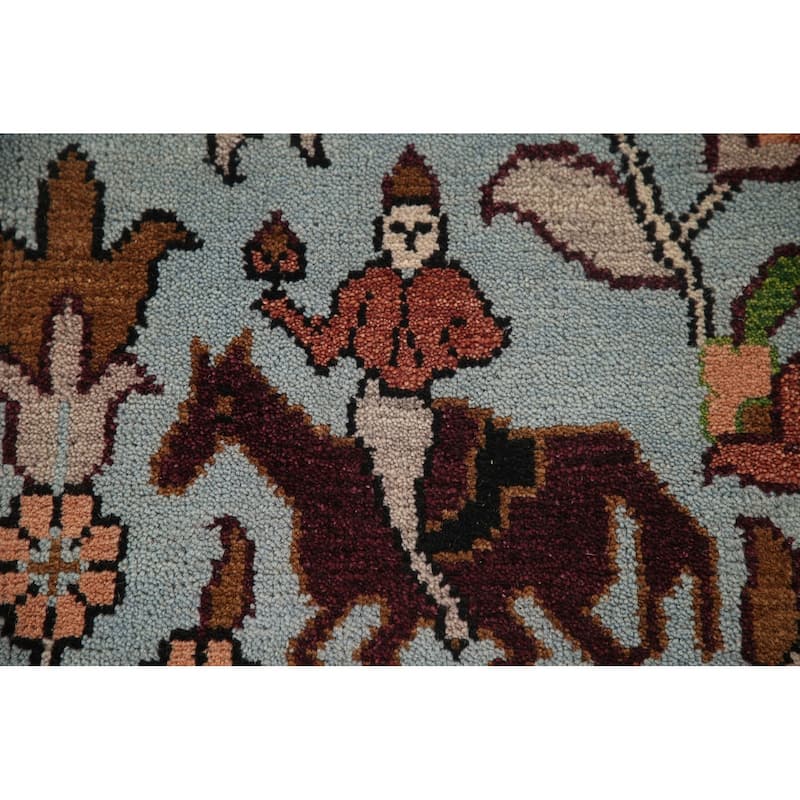 Animals Hunting Design Ziegler Rug Hand-Knotted Oriental Wool Carpet - 8'10"x 11'11"