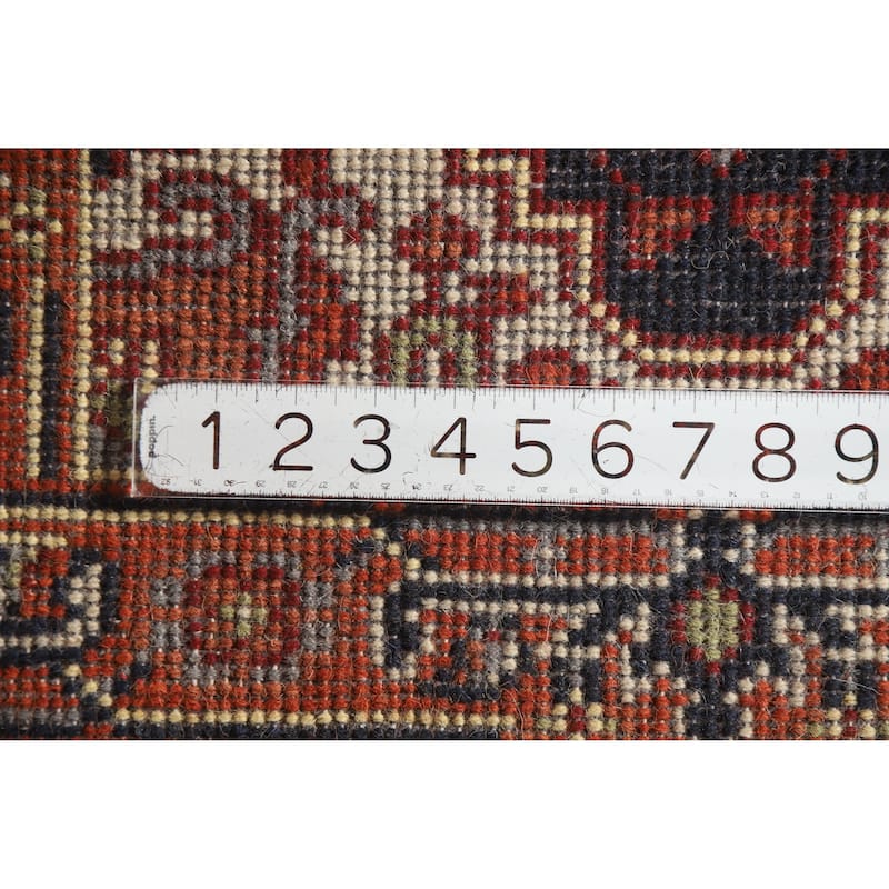 Hand Knotted Oriental 100% Wool Carpet Traditional Medallion Navy Blue & Blues Heriz (serapi) Area Rug - 3' 0'' X 2' 0''