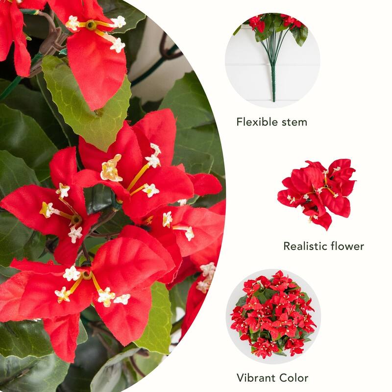 19-in UV Resistant Artificial Bougainvillea Bush - Set of 4