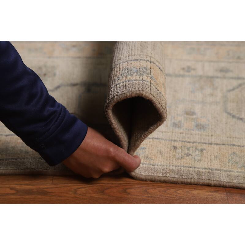 Brown Floral Oushak Turkish Area Rug Hand-Knotted Wool Carpet - 8'1"x 9'10"