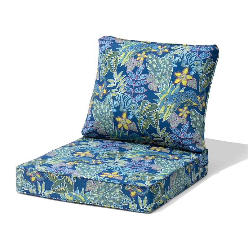 Crestlive Outdoor Deep Seat Cushion Set - 1-Set - Blue Flower