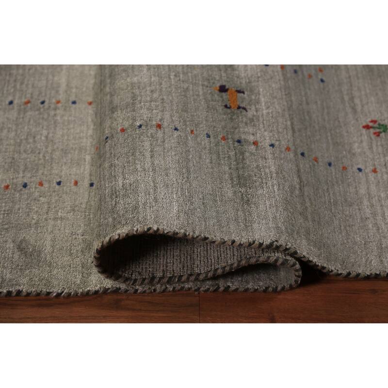 Gabbeh Oriental Area Rug Hand-Knotted Living Room Wool Carpet - 8'0" x 9'5"