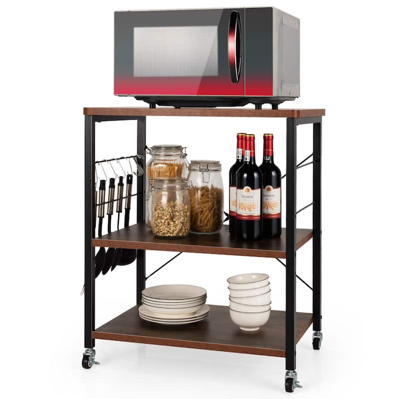 Costway 3-Tier Kitchen Baker's Rack Microwave Oven Storage Cart w/ - See details