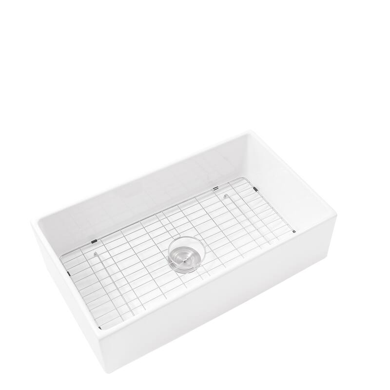 White Farmhouse Single Bowl Ceramic Kitchen Sink