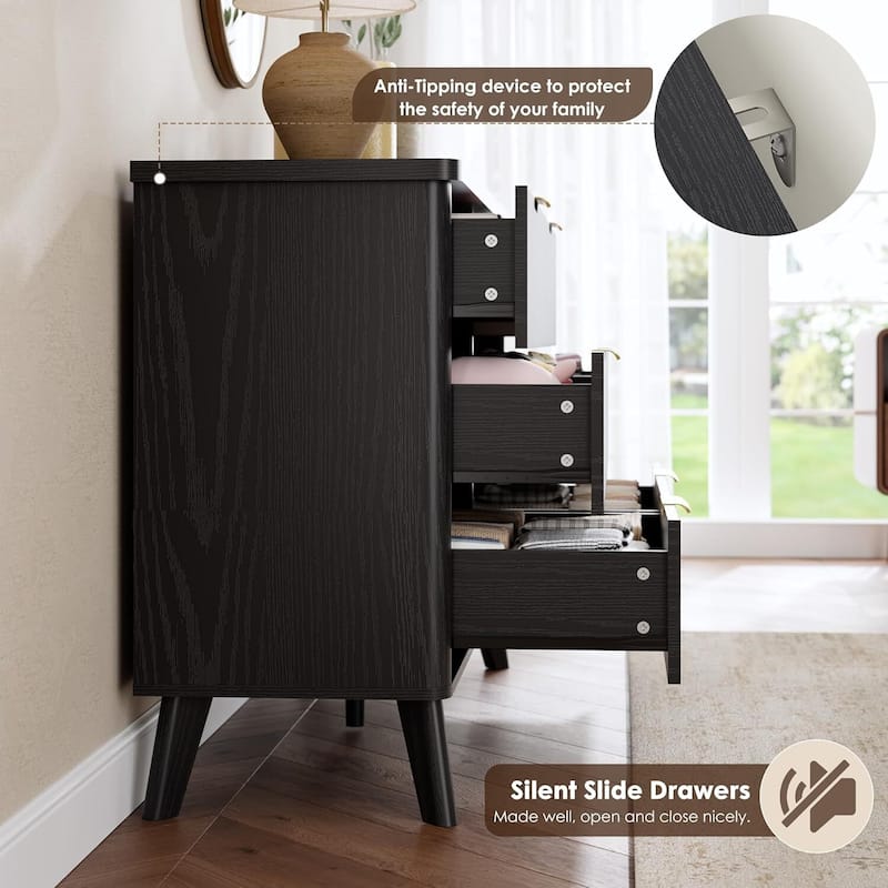 Modern Fluted 6 Drawers Dresser TV Stand for Living Room, Bedroom