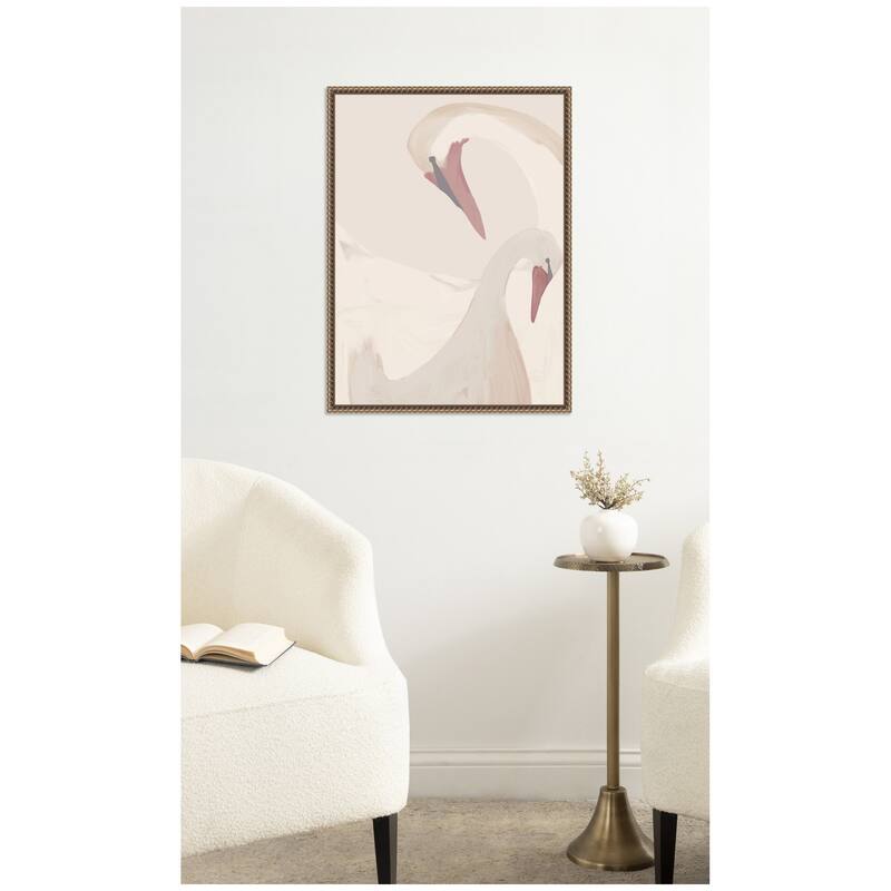 Kate and Laurel Swans Swimming by Alicia Abla Framed Canvas Wall Art Print
