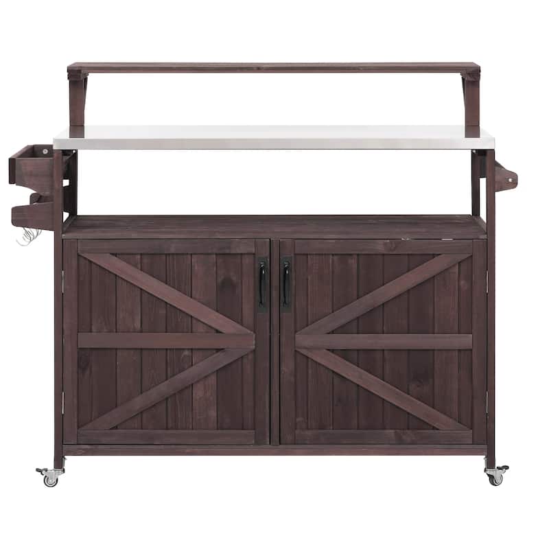 Outdoor Kitchen Island Rolling Grill Cart Sideboards Prep Table