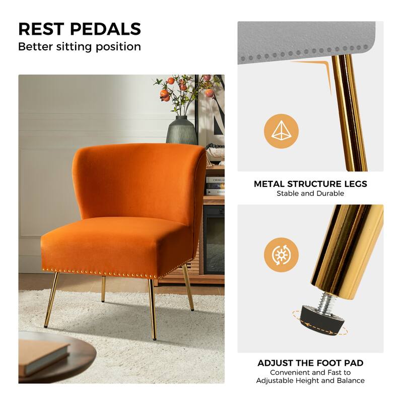 Celtia Modern Velvet Accent Side Chair with Nailhead Trim by HULALA HOME