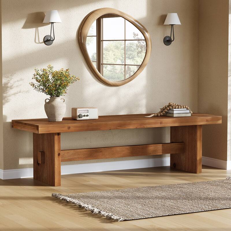 63" Solid Wood Entryway Bench, End of Bed Bench, Entry Way Benches for Bedroom, Hallway, Foyer