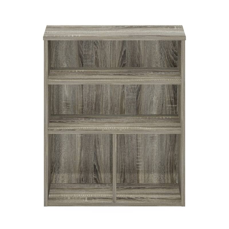 28.1 in. Tall French Oak Gray Wood 3-Shelf Bookcase