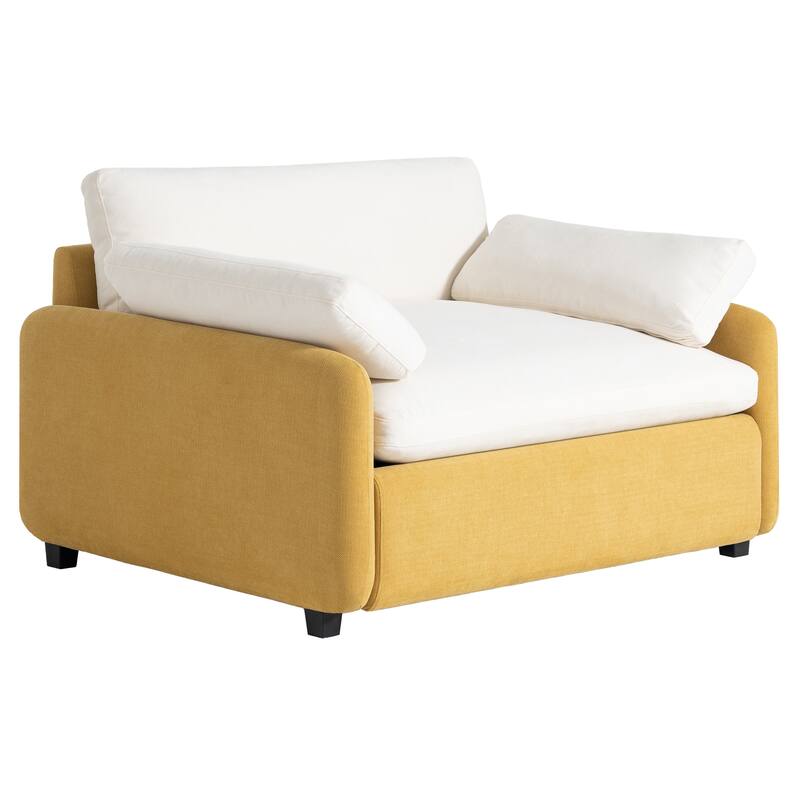 Oversized Chenille Single Sofa Chair – Wide and Deep Seat Accent Chair with Throw Pillows by Harper&Bright Designs