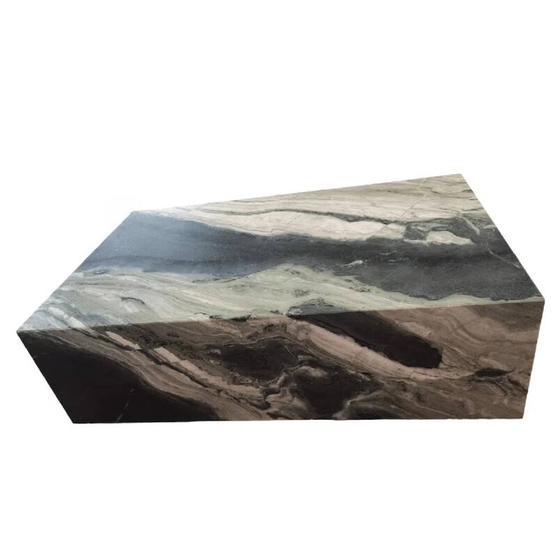 BETACH Genuine Marble Block Coffee Table - Fantasy Green Marble