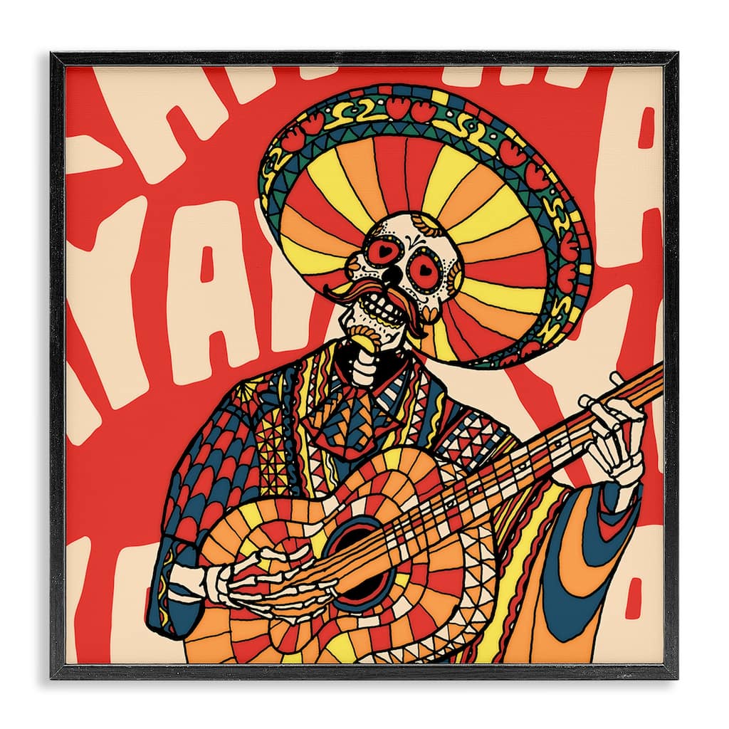 Stupell Day Of Dead Guitarist Skeleton Framed Giclee Art Design By Ali Gulec