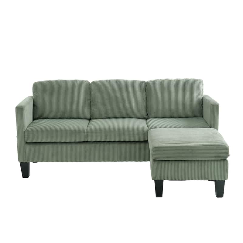 Morden Velvet Luxury L-Shaped 3 Seater Sofa with Storage Ottoman for Living Room - Green