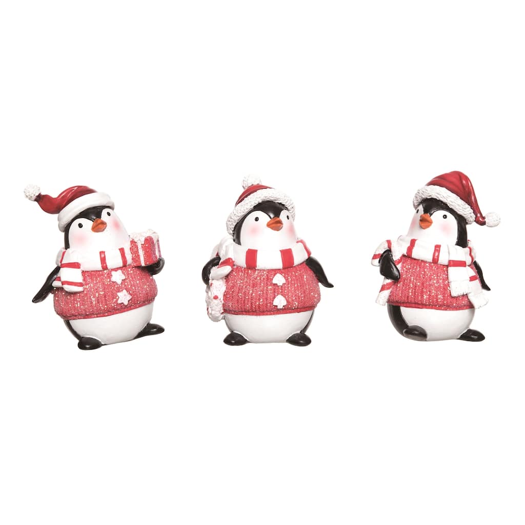 Transpac Resin Chunky Penguin Figurine Set of 3 Christmas Home Decorations