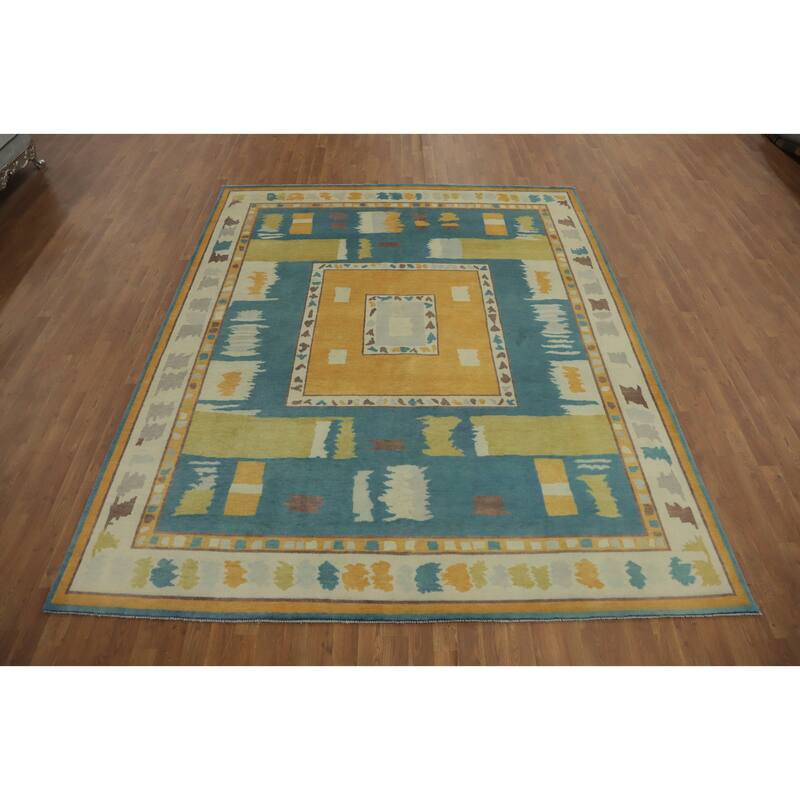 Vegetable Dye Wool Gabbeh Turkish Area Rug Handmade Wool Carpet - 9' 9'' X 8' 2''