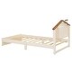 preview thumbnail 6 of 46, Bedroom Solid Wood Platform Bed House-Shaped Headboard Walnut Roof with LED Window Bed Frame Platform No Box Spring Needed