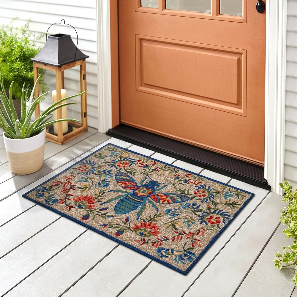 Liora Manne Frontporch Flora Bee Indoor/Outdoor Rug