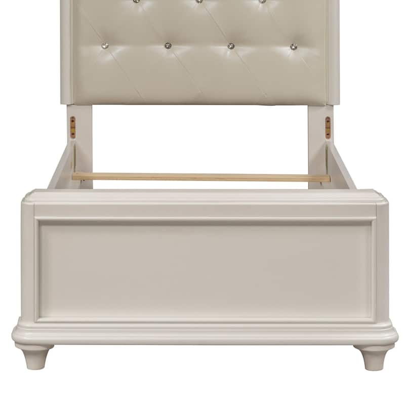 Stardust Iridescent White Panel Bed