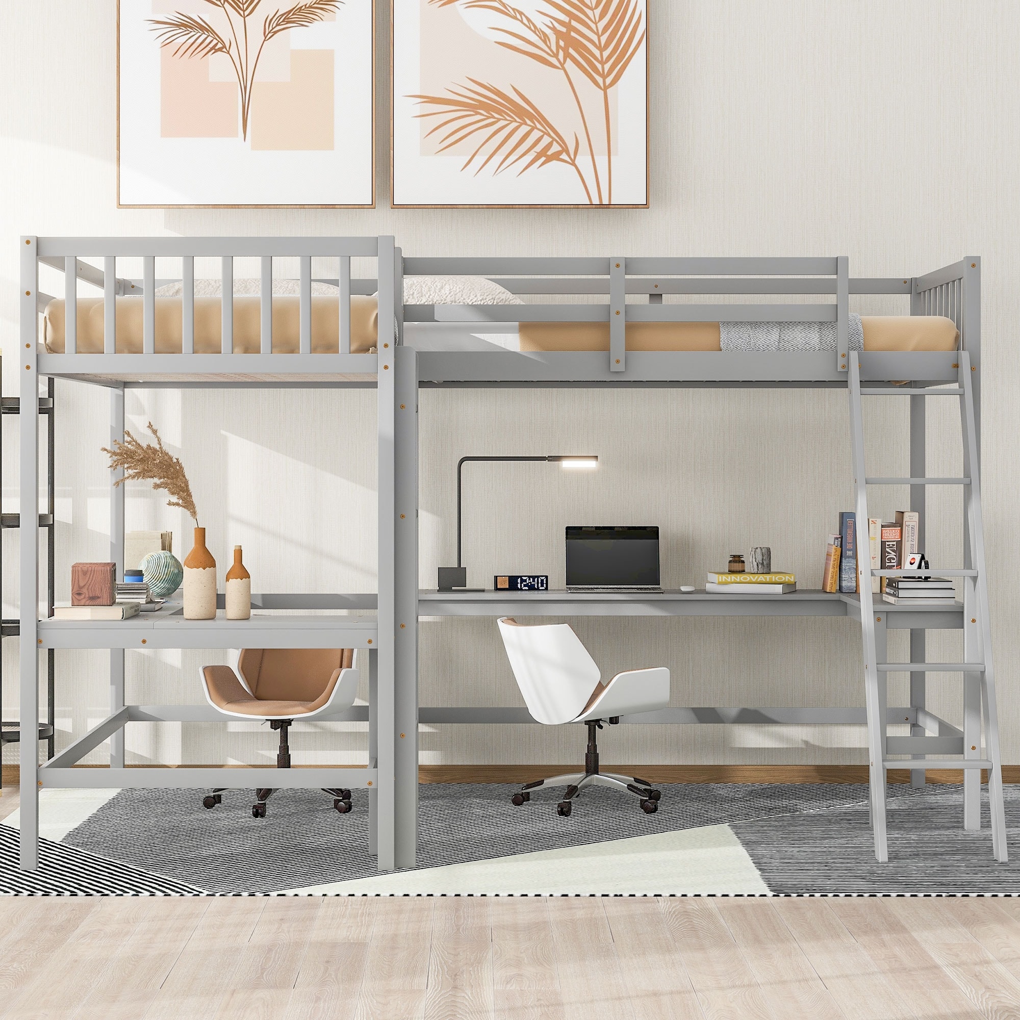 L shaped shop double loft bed