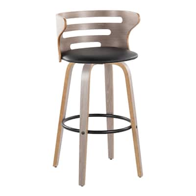 Carson Carrington Cranagh 30" Fixed-Height Bar Stool with Bent Wood Legs & Round Footrest (Set of 2)
