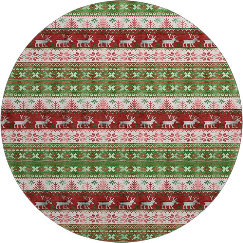 Premium Washable Super Soft Chritmas Stripes Mayfield Rug
