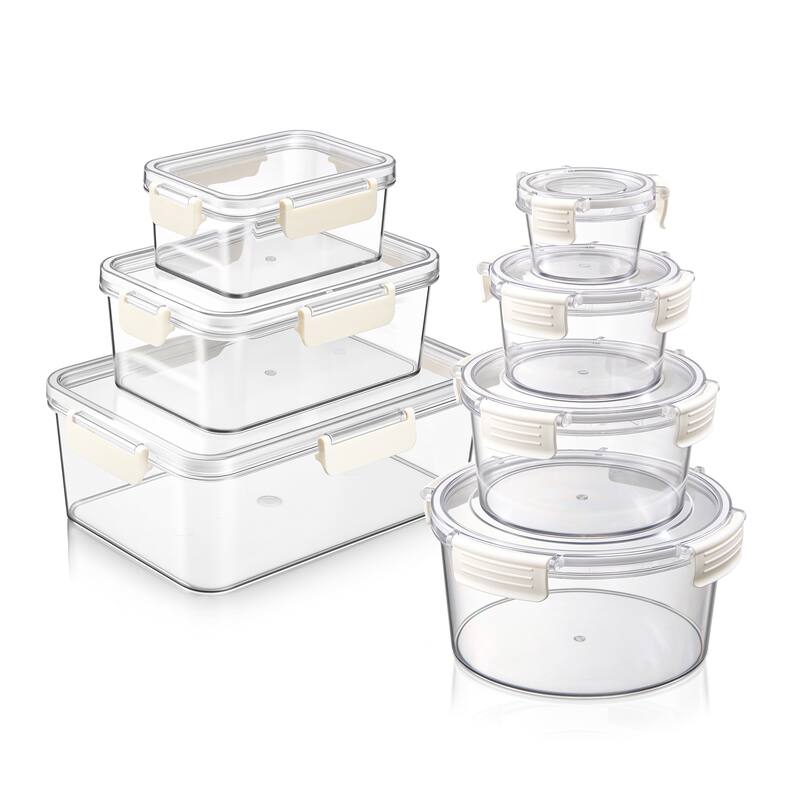 Sorbus BPA-Free Food Storage Container Set, Stackable & Nestable Plastic Containers with Snap-On Lids - Clear - 7 Pieces Variety
