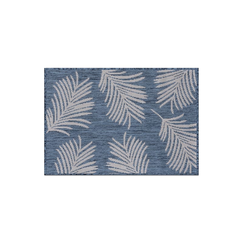 World Rug Gallery Contemporary Palm Leaves Textured Flat Weave Indoor/Outdoor Area Rug