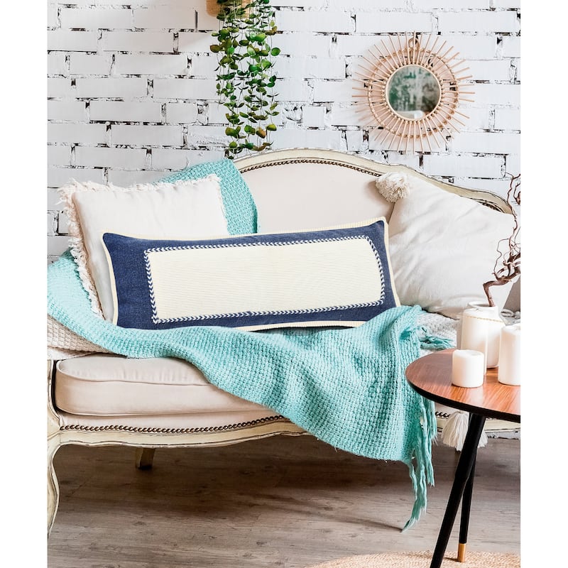 Sevita Navy Riviera Framed Throw Pillow
