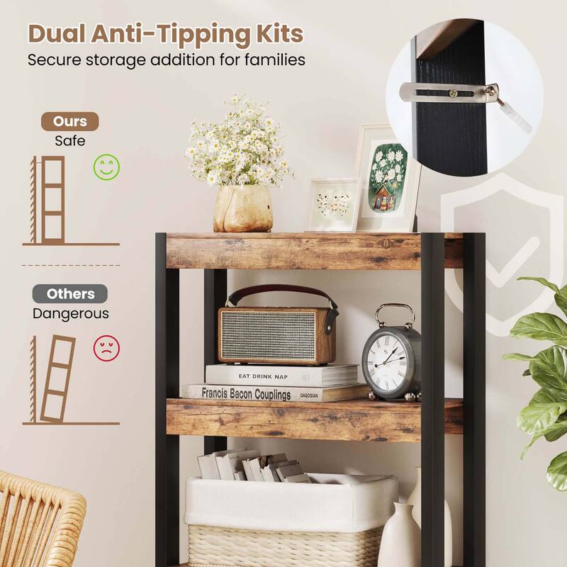 Costway 1/2 PCS 4 Tier Bookshelf Wooden Bookcase with Dual - See Details