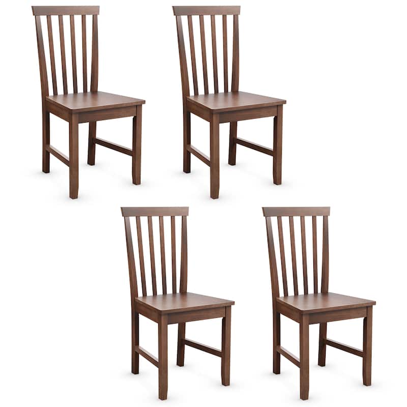 Costway 4 PCS Dining Chair Kitchen Spindle Back Side Chair with Solid - 16’’ x 15.5’’ x 36’’ - 16’’ x 15.5’’ x 36’’ - Set of 4 - Brown