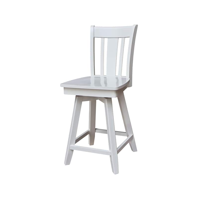 San Remo Counter Height Stool with 24 in. H Swivel Seat - White