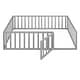 preview thumbnail 4 of 5, Gray Solid Pine Wood Floor Bed with Fence and Door, Full Size, Safe and Fun Sleeping and Play Space