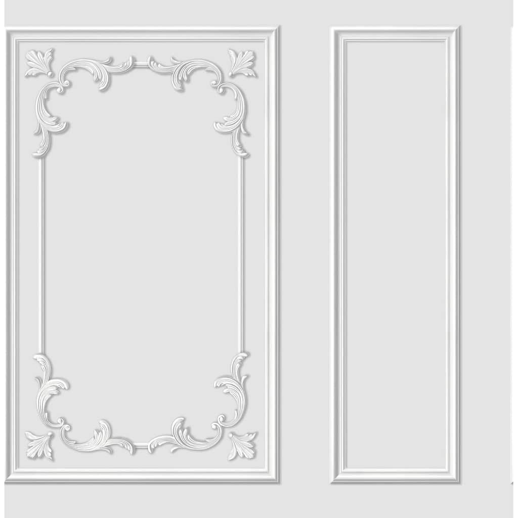 Fine Decor Rhonda White Ornate Paneling Wallpaper - N/A