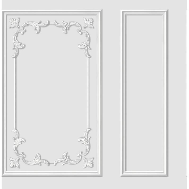 Fine Decor Rhonda White Ornate Paneling Wallpaper - N/A