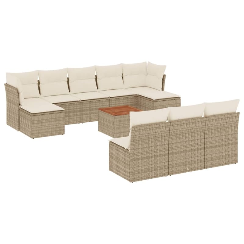 vidaXL Patio Sofa Set with Cushions Outdoor Furniture 11 Piece Poly Rattan - 24.4 x 24.4 x 27.2