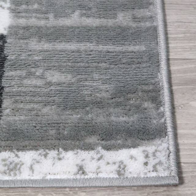 Miranda Haus Geometric Modern Patchwork Polypropylene Indoor Area Rug