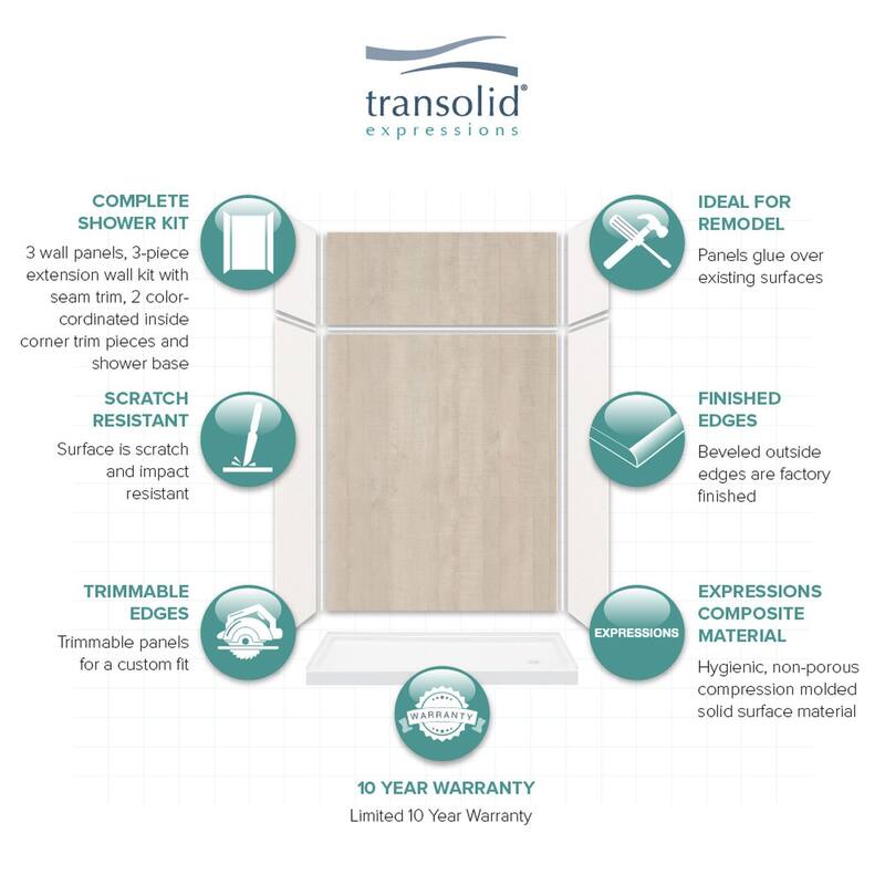 Transolid Expressions 60-in X 32-in X 96-in Glue to Wall Shower Kit - 32" x 60" x 96" - 32" x 60" x 96"