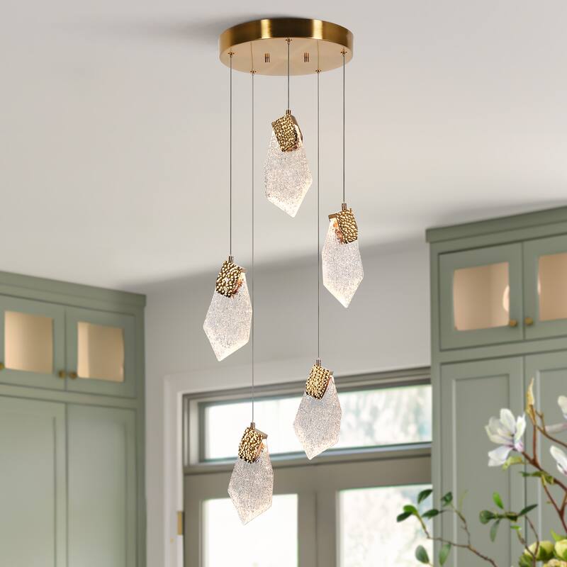 Modern LED 5-Light Cluster Chandeliers Pendant Lighting for Kitchen Island - Gold