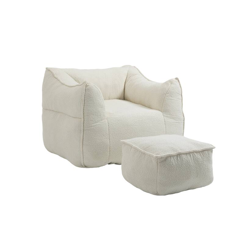 GDFStudio - COOLMORE Boucle Bean Bag Chair with Memory Foam Filling for Ultimate Comfort
