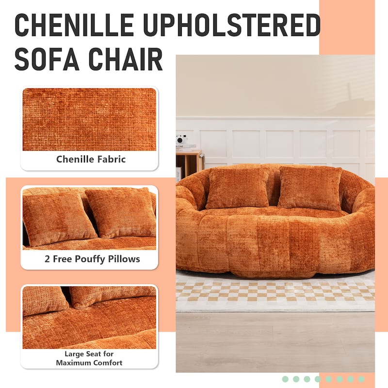 HOMEFUN Chenille Upholstered Durable Comfort Lounger High Back Bean Bag Loveseat Sofa