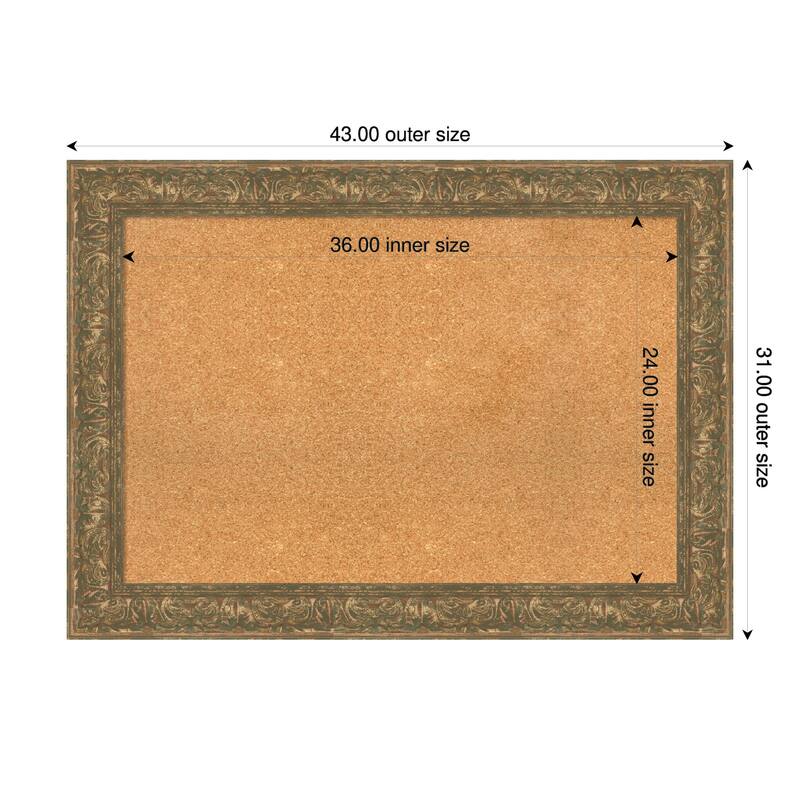 Luxe Bronze Gold Framed Cork Board - Bulletin Board, Organization Board, Pin Board - Natural - 43 x 31 in