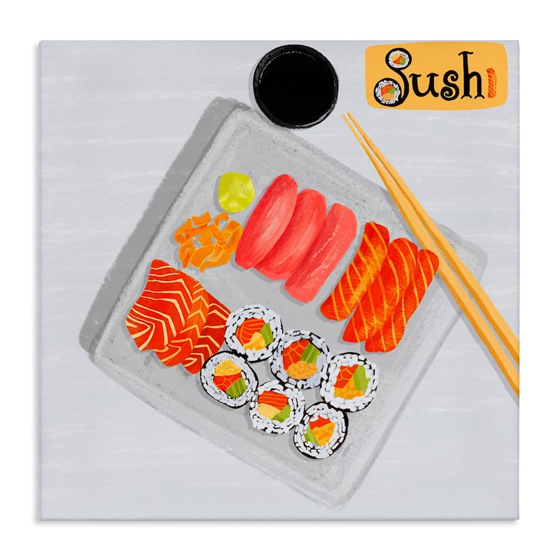 Stupell Delicious Sushi Plate Canvas Wall Art Design By Juliet Rose Philips - 30 x 30