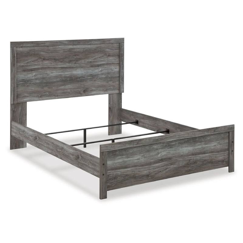 Roso Queen Panel Bed with Wood Grain Finish, Dark Gray Wood-Laminate