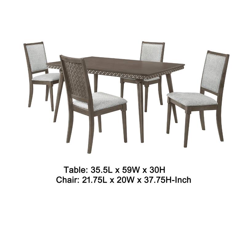 Nolan 5pc Dining Table and 4 Chair Set, Walnut Brown, Molded Trim